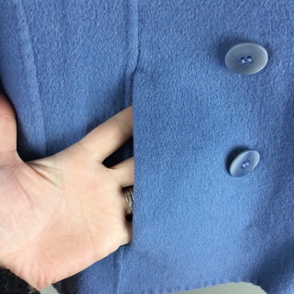 Talbots Wool Blend Double Breasted Notched Lapel 3/4 Sleeve Blue Pea Coat Sz 12P - Picture 5 of 10